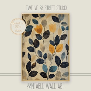 Rustic Floral Textile Art Print: Vintage Botanical Pattern (Digital Download)