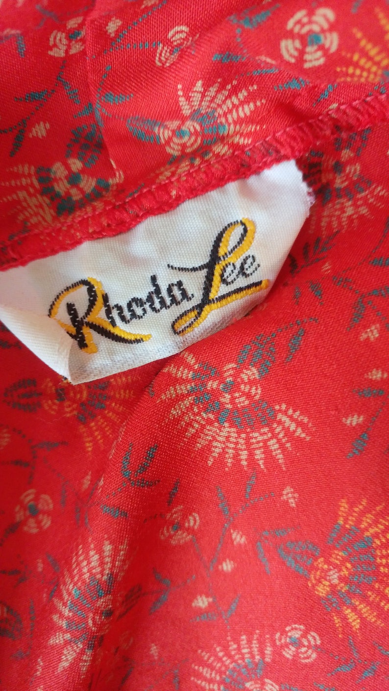 Blouse 1970s red size 1X Plus top fun cute Rhoda Lee brand
