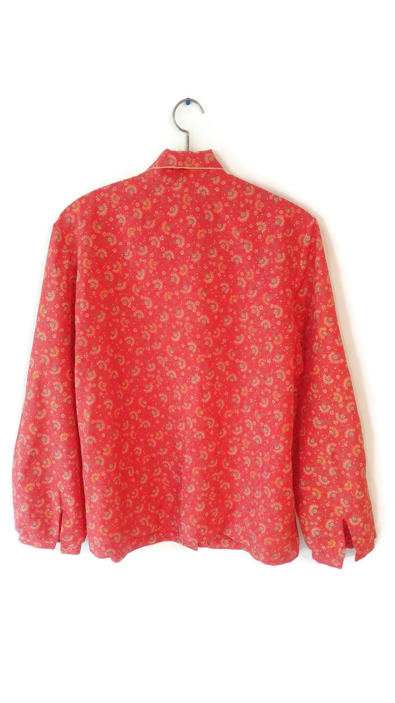 Blouse 1970s red size 1X Plus top fun cute Rhoda Lee brand