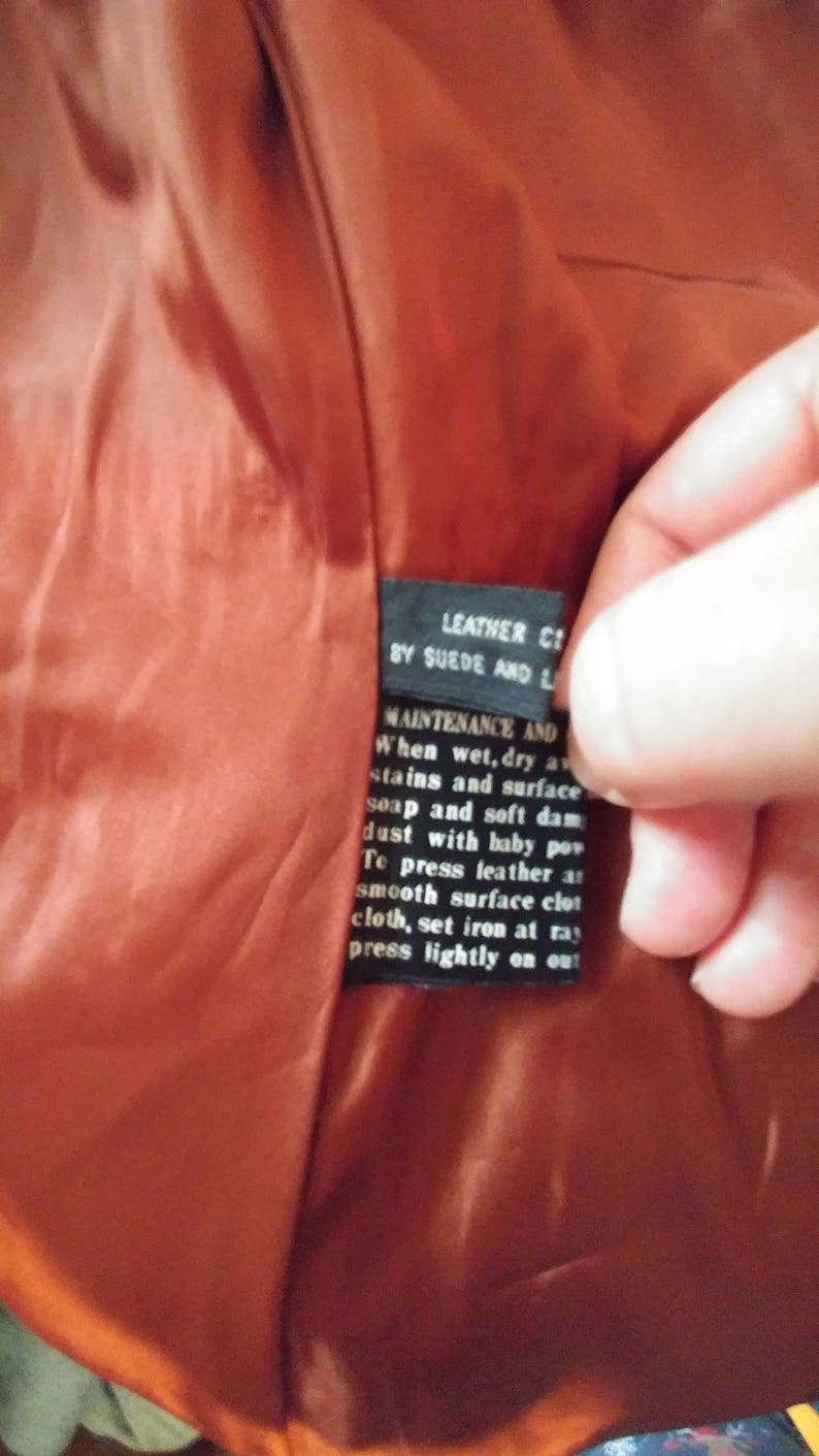 Leather 1970s jacket coat size Medium caramel brown Suburban Heritage