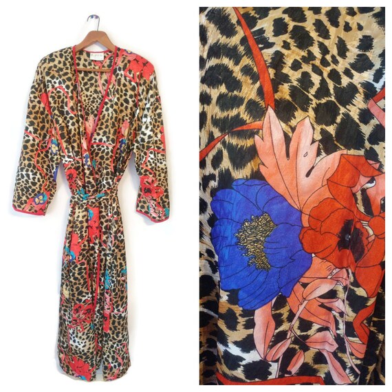 Mary McFadden vintage robe size Large floral flowe
