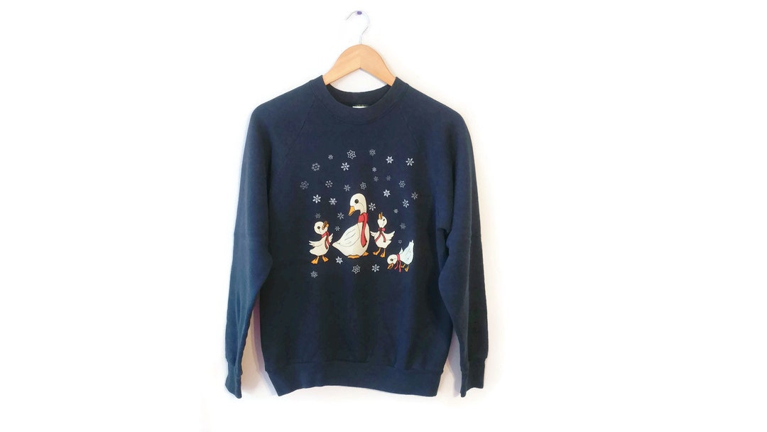 80s Christmas Winter Sweatshirt Sweater Size Large Ducks - Etsy