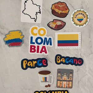 Colombia Stickers | Colombian Stickers | Colombia Flag Stickers | Colombian Hat Stickers | Colombia Country Shape Stickers