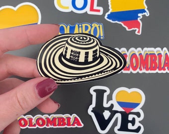 Colombia Stickers | Colombian Stickers | Colombia Flag Stickers | Colombian Hat Stickers | Colombia Country Shape Stickers