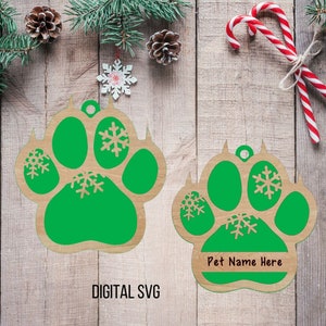 Ornament kattenpoot/svg/laserbestand/cadeau/kerst/huisdier