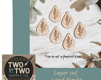 Birch Wood Earring Blanks: Floral Teardrop DIY Jewelry Supplies