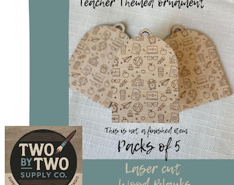 Laser Engraved Teacher Ornament Blanks: Baltic Birch DIY Craft - 3.8" (Pack of 5)