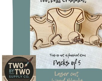Laser Cut Football Ornament Blanks: Baltic Birch DIY Sports Gift - 3.8" (Pack of 5)
