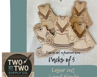 Cheerleading Ornament Blanks: Laser Cut Baltic Birch, DIY Craft - 5 Pack