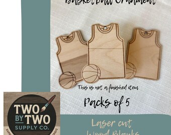 Laser Cut Basketball Ornament Blanks: DIY Sports Team Crafts - 3.8" (Pack of 5)