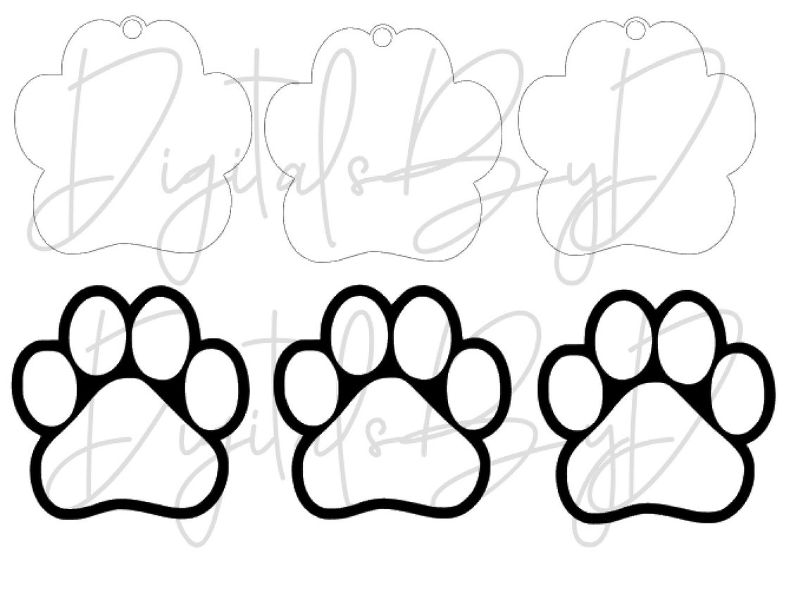 Paw Print Ornament Laser File / Dog /cat / Laser Engraving / Etsy