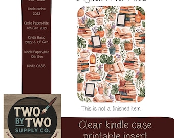 books and plants kindle insert/ printable/ digital download