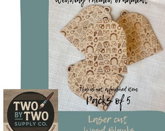 Laser Engraved Wedding Ornament Blanks: Baltic Birch DIY Craft - 5 Pack