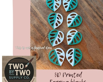 3D Printed Earring Blanks | PLA Leaf Earring Supplies | Lightweight Earring Cutouts | DIY Jewelry Making Blanks | Monstera Leaf
