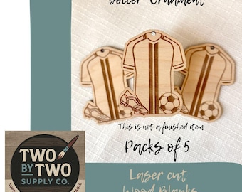 Laser Cut Soccer Ornament Blanks: Baltic Birch DIY Craft - 3.8" (Pack of 5)