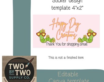 Editable Canva Sticker Template | Small Business Branding Thank You (4"x2")