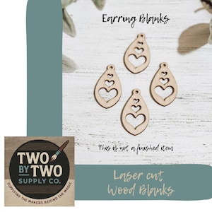 DIY Wooden Earring Blanks, Natural Wood Jewelry Making Supplies, Unfinished Earrings/Tri Heart (3-10 pairs)