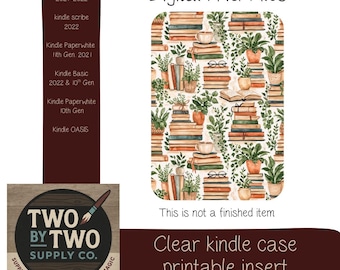 books and plants kindle insert/ printable/ digital download