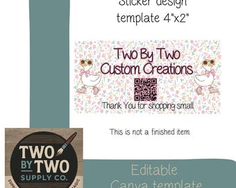 Editable Canva Sticker Template | Small Business Branding Thank You (4"x2")
