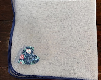 Net food cover insect protection royal blue heart and trim. BBQ fly wasp protector. Food hygiene cover. Baking cover 30” square
