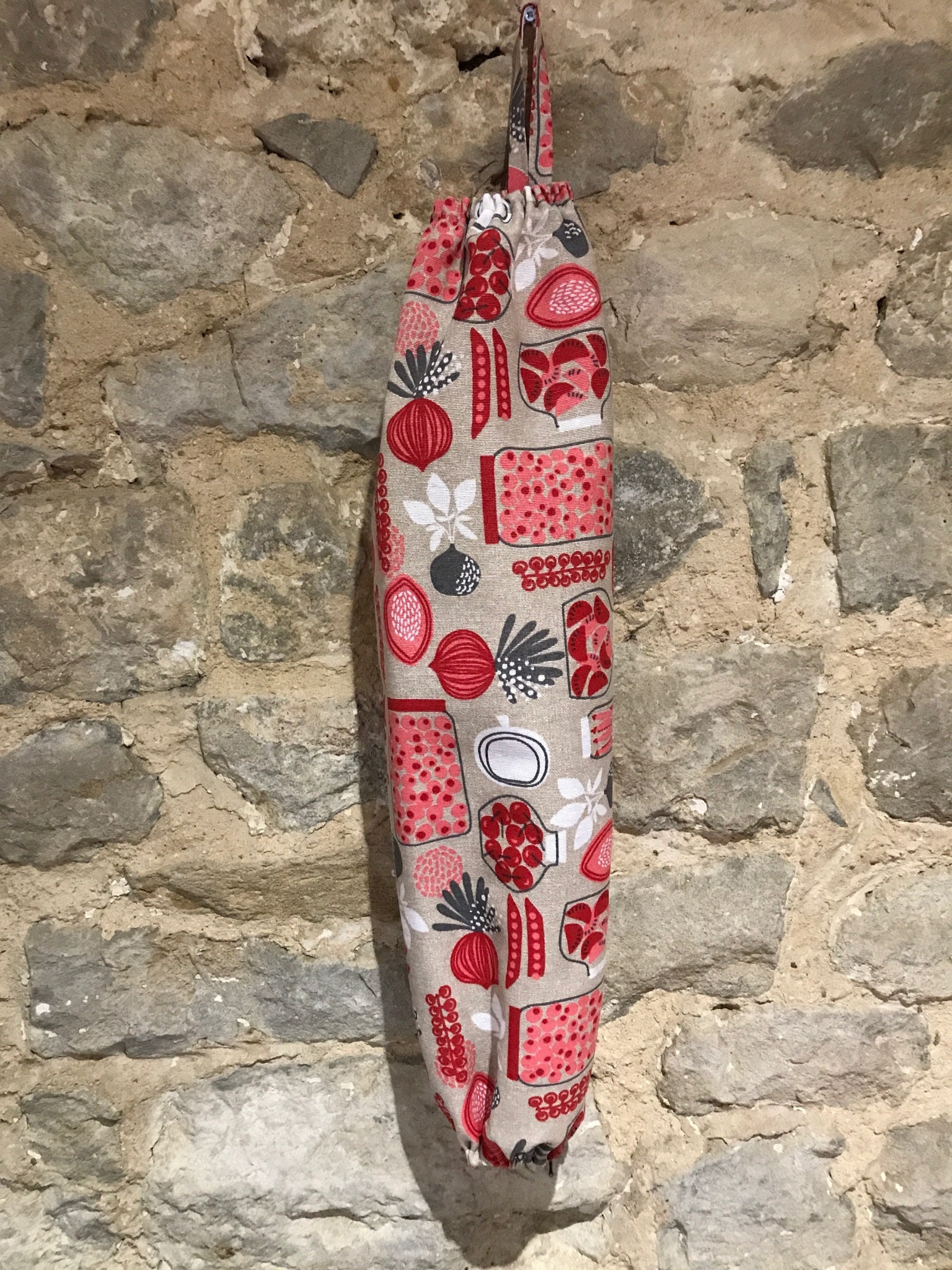 Fabric Carrier Bag Holder Storage Tidy. Pink Red Kitchen Etsy UK