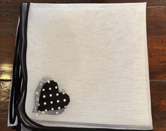 Large Net food cover insect protection black Spot heart and trim. Food hygiene cover. Baking cover 60” square