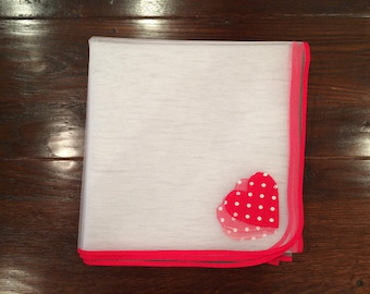 Large Net food cover insect protection red Spot heart and trim. Food hygiene cover. Baking cover 60” square