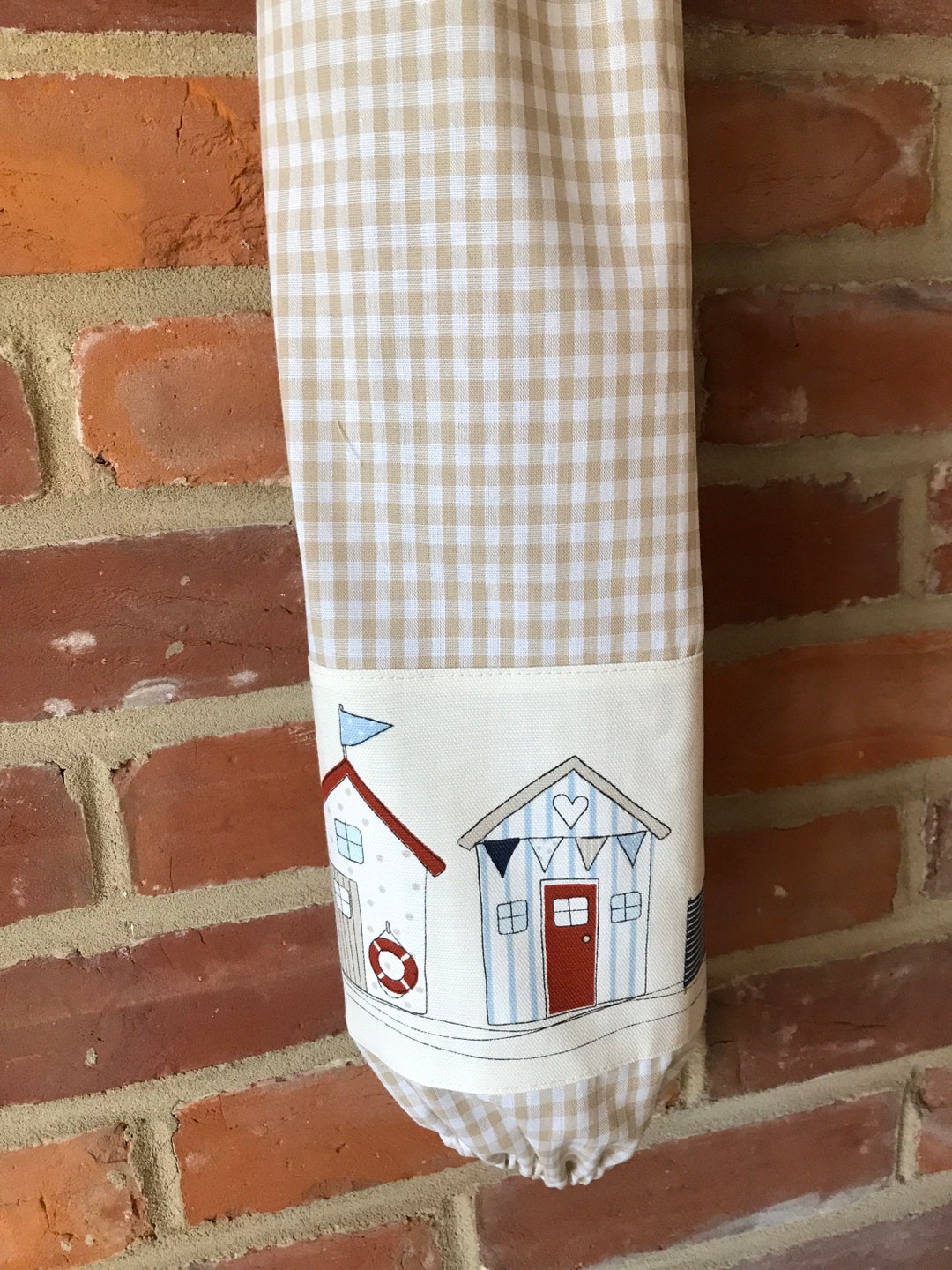 Fabric Carrier Bag Holder Storage Tidy. Beige Gingham Blue Etsy UK