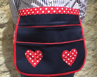 Zipped craft fair boot fair money belt cash bag red and white spot tie belt and hearts