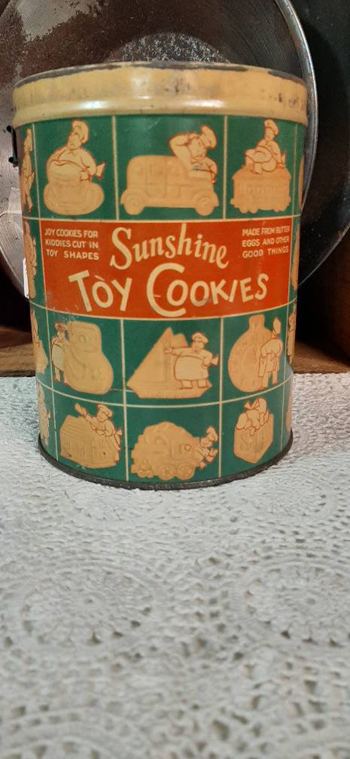 Vintage sunshine toy cookies tin pail no lid Etsy