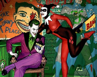 JOKER & HARLEY QUINN 12x16 signed print