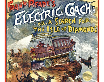 Frank Reade's Electric Coach 12" x 18" print