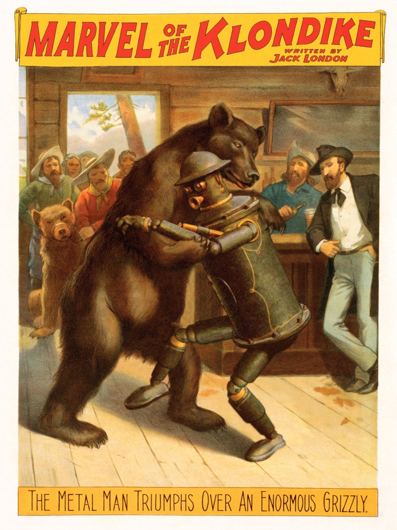 Robot vs Grizzly Bear 12 x 18 print image 1