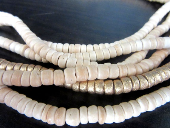 Long Wood Bead Necklace Multi Strand Torsade Neut… - image 8