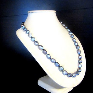 Cultured Baroque Peacock Freshwater Pearl Necklace Individually Knotted Single Strand 17 - 19 Inches