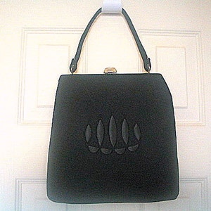 Black Silk Crepe Handbag with Satin Detail Single Top Handle