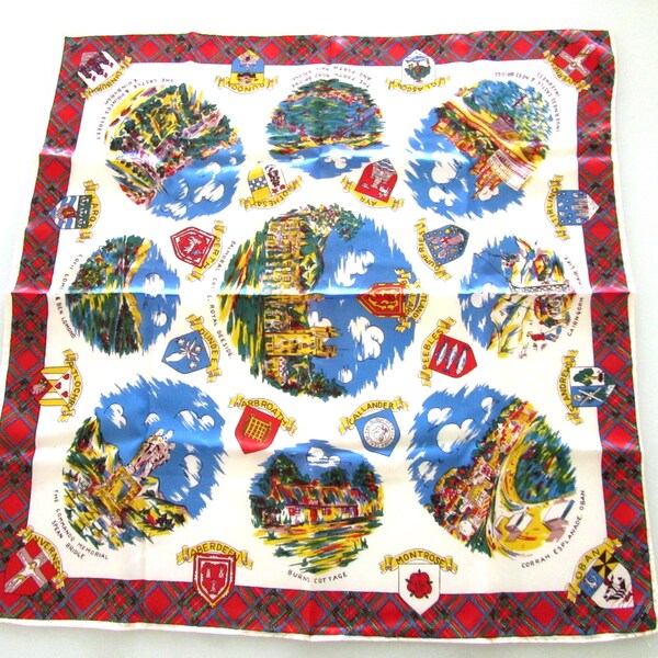 Souvenir Scarf of Scotland 26 Inches Square Poly Twill