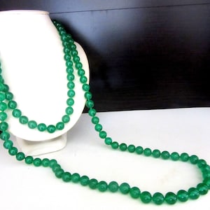 Extra Long Jade Necklace Chunky 10mm Beads Individually Knotted Flapper Length 48 - 50.5 Inches