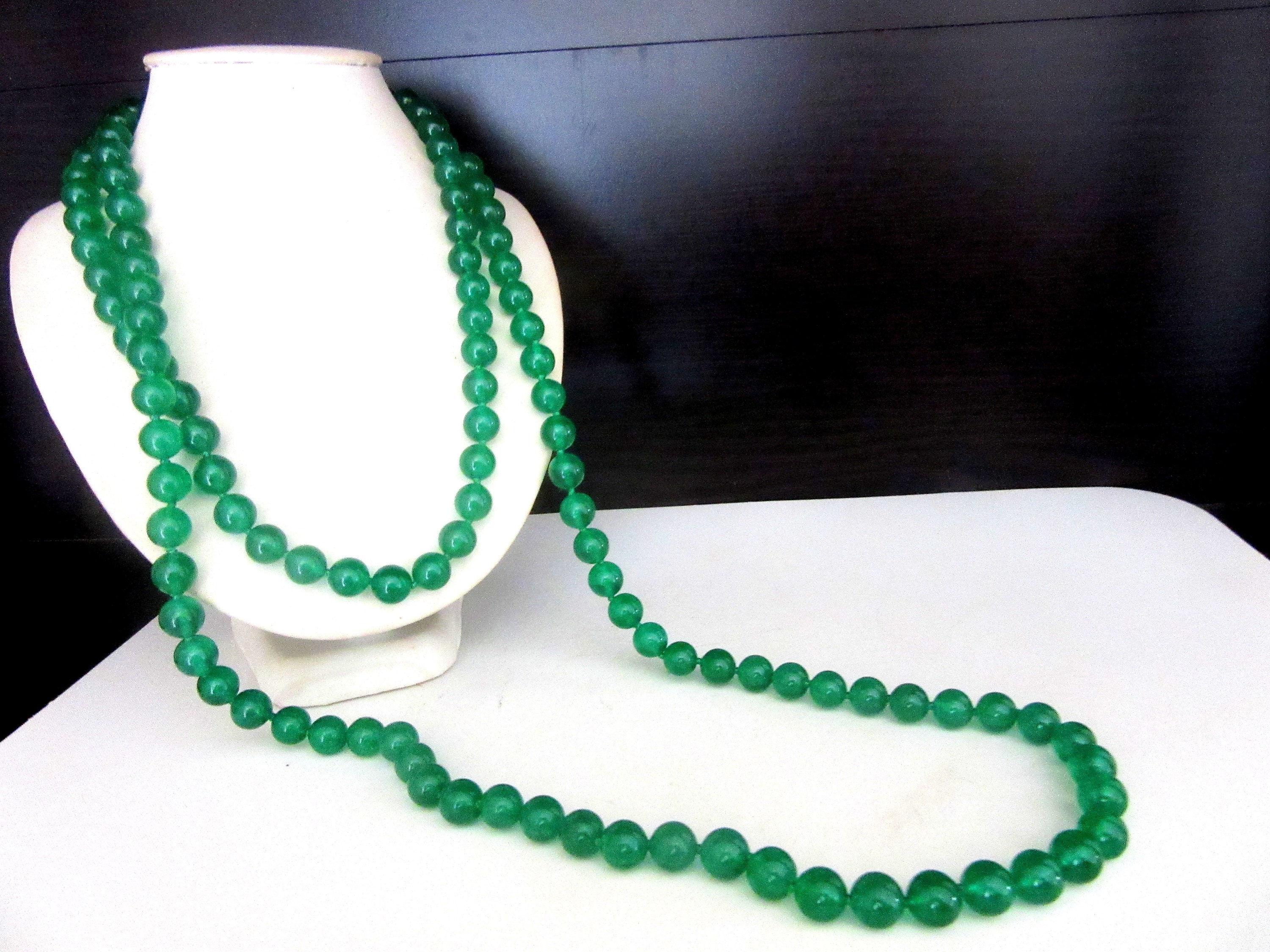 Extra Long Jade Jadeite Bead Necklace Individually Knotted - Etsy UK