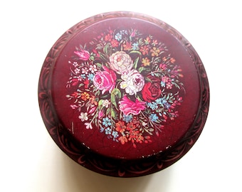 Vintage Round Tin Barringer Wallis & Manners U.K. Floral Design 13 cm Diameter