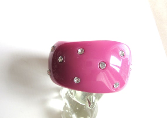 Wide Chunky Lucite Bangle Asymmetrical Freeform H… - image 3
