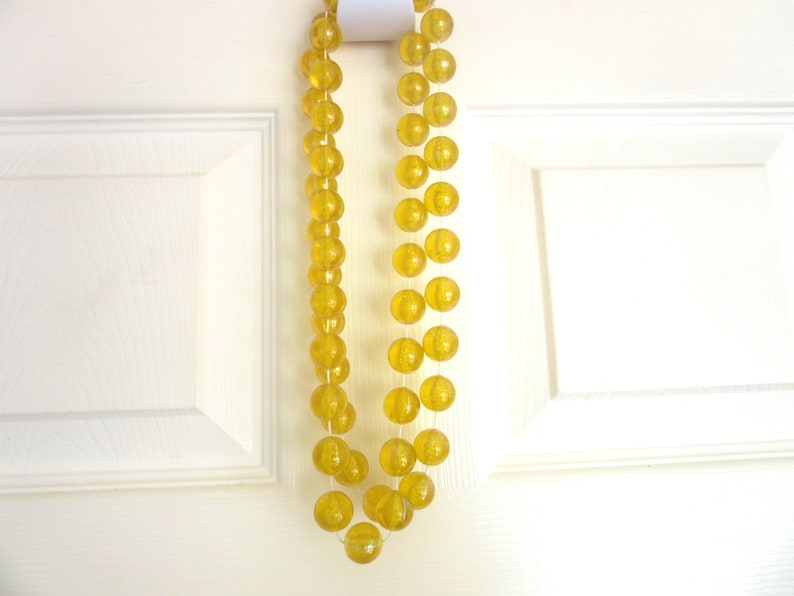Extra Long Necklace Huge Golden Yellow Translucent Lucite Beads AB Finish 46 Inches Statement Fashion Runway