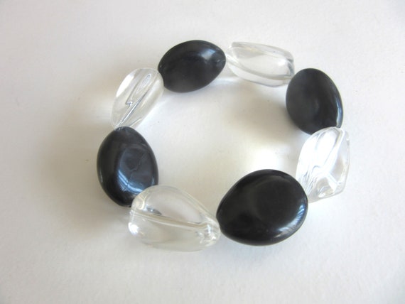 Lot 2 Stretch Bangle Bracelets Clear Ice & Black … - image 6