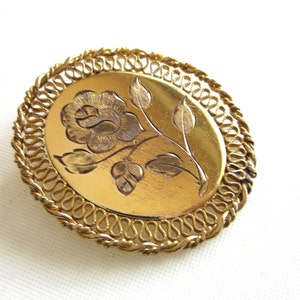 Winard Brooch 12K Gold Filled Etched Flower