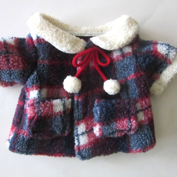 Doll or Bear Coat or Jacket Faux Shearling & Thick Plush Fabric 7.5 Inch Length