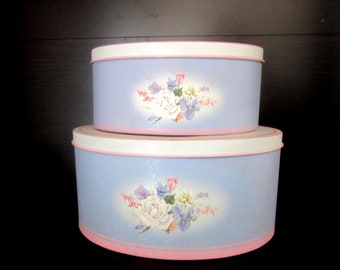 Two Designer Nesting Tins by Valerie Pfeiffer Designs Signed Beautiful Florals