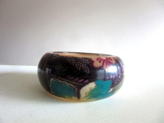 Wide Chunky Bangle Floral Paisley Abstract Print … - image 4