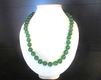 Jade Jadeite Necklace or Choker Large 10mm Beads Individually Knotted 17 - 20 Inches