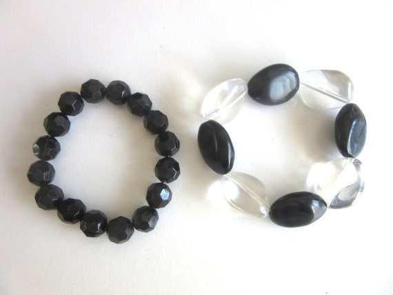 Lot 2 Stretch Bangle Bracelets Clear Ice & Black … - image 2