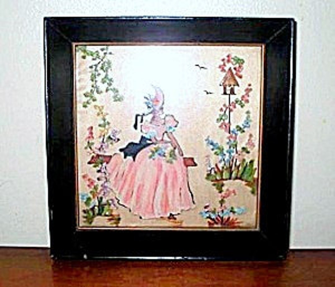 Antique Oil Painting on Glass Original Hand Painted Shabby Etsy